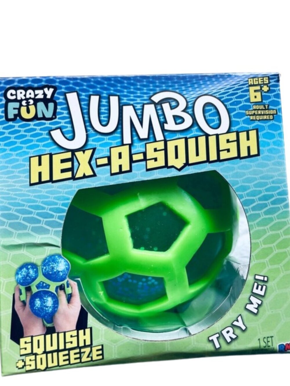 🆕 NWT💚💙 RMS Crazy Fun Jumbo Hex-A-Squish Sensory Fidget Ball ✨ RARE & VIRAL!